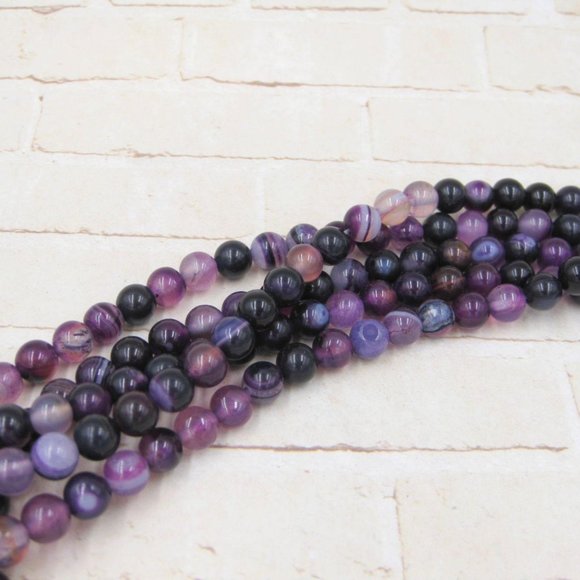 Purple Agate Beads Full Strand Jewelry Making - Picture 2 of 2
